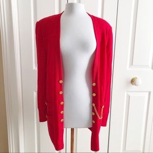 Vintage St. John Collection red and gold cardigan